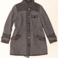 ARMANI JEANS Womens Overcoat US 10 Large Grey Wool Vintage Armani Jeans and Second-Hand Armani Jeans from Messina Hembry 