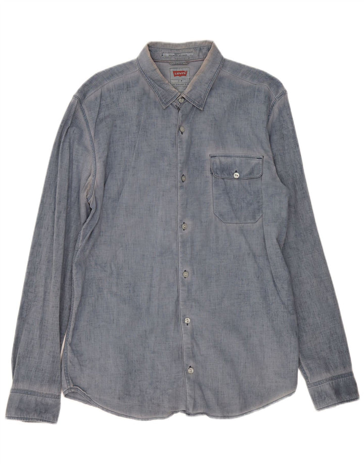 Camisa masculina Levi's Modern Fit grande algodão azul