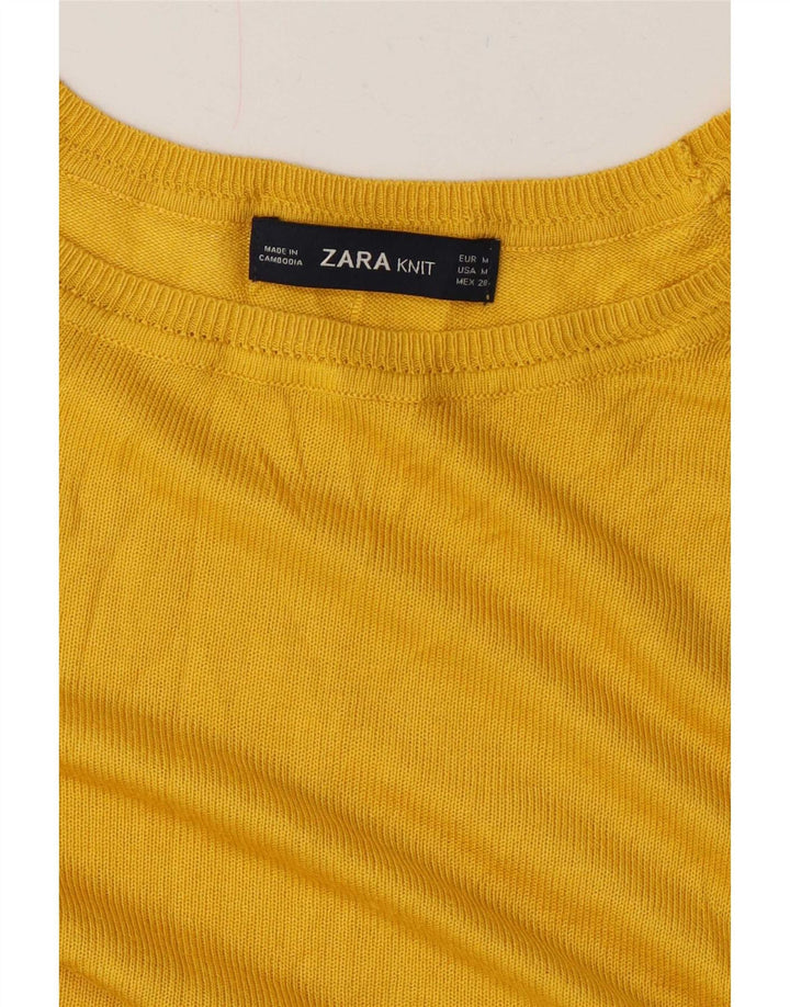 Zara Suéter feminino oversized com gola canoa Reino Unido 14 médio amarelo
