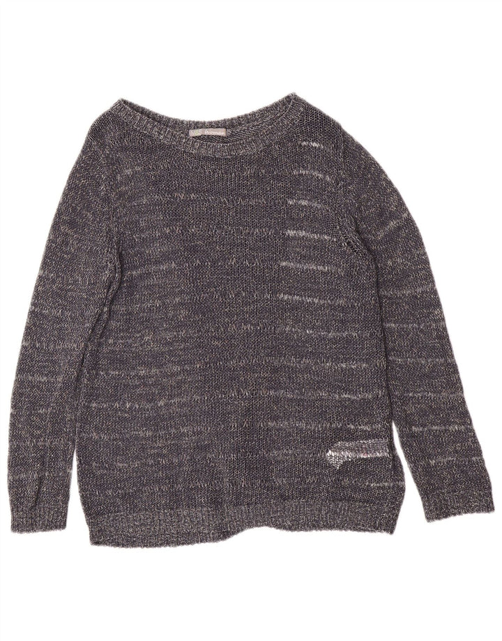 Suéter feminino Marks & Spencer com gola canoa Reino Unido 12 médio azul marinho