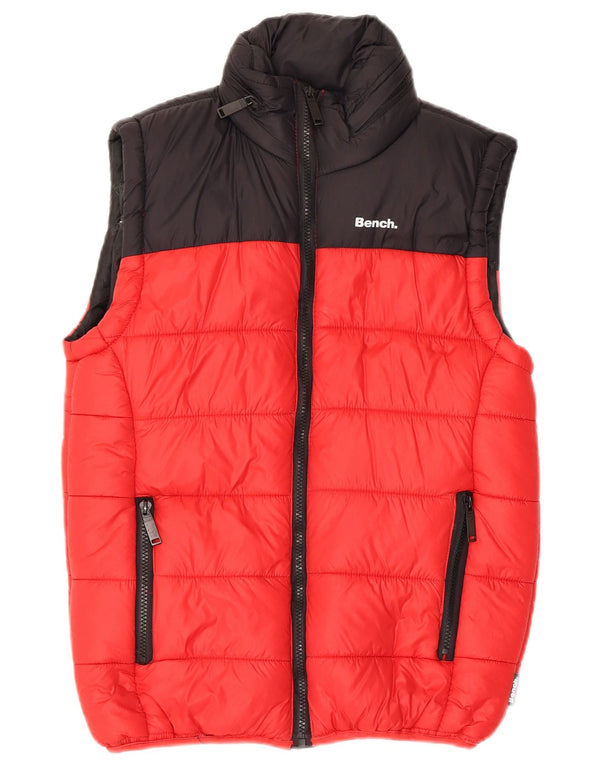 Colete acolchoado com capuz para meninos Bench 11-12 anos vermelho colorblock nylon