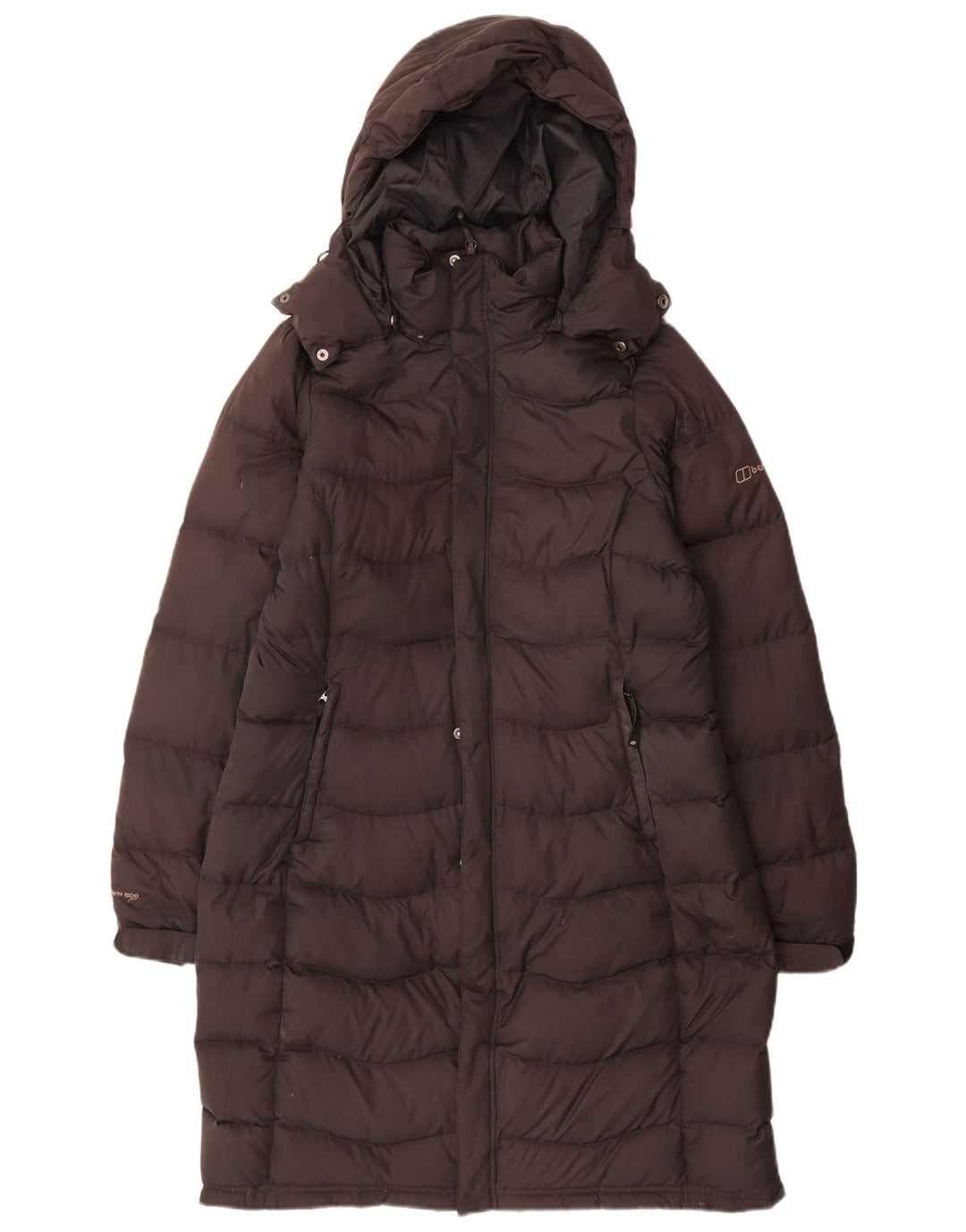 Casaco acolchoado com capuz feminino Berghaus UK 12 poliéster preto médio