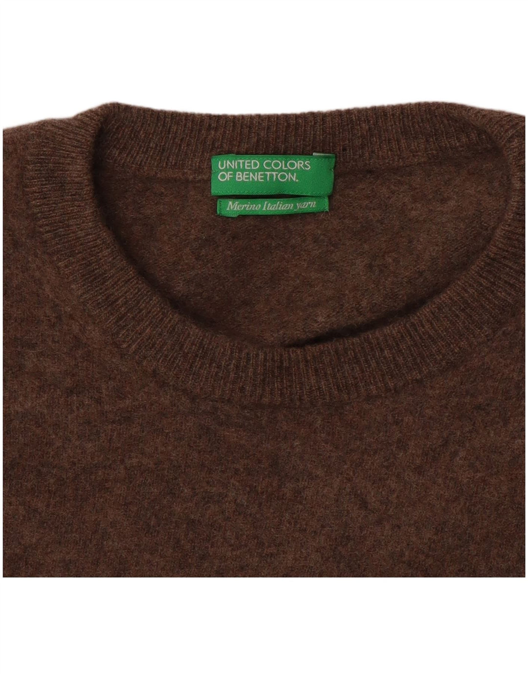 Suéter feminino Benetton com gola redonda Reino Unido 12 médio marrom