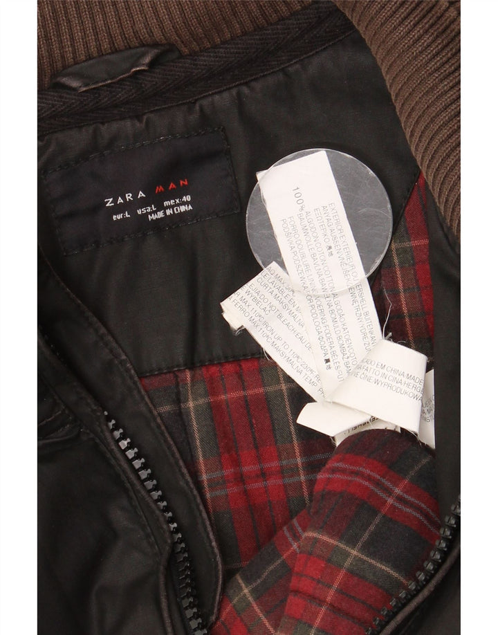 Jaqueta bomber masculina Zara UK 40 grande algodão marrom