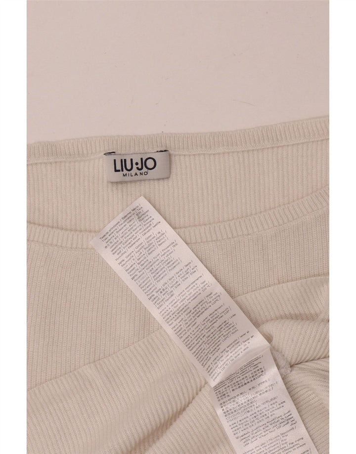 LIU JO blusa feminina oversized manga comprida Reino Unido 14 algodão branco médio