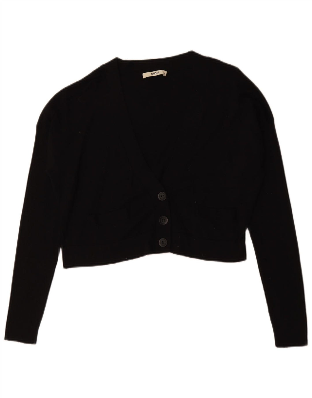 Suéter cardigã feminino Oasis crop oversized Reino Unido 14 algodão preto médio