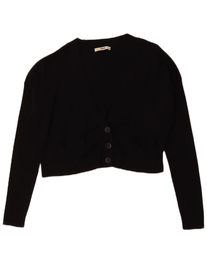 Suéter cardigã feminino Oasis crop oversized Reino Unido 14 algodão preto médio