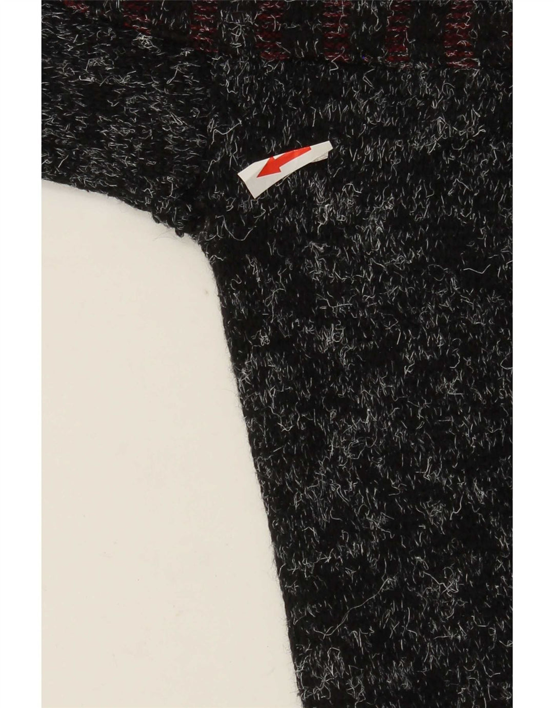 Suéter vintage masculino com gola redonda, grande lã preta com retalhos