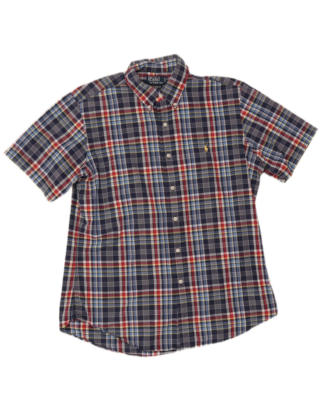 Polo Ralph Lauren Mens Custom Fit Camisa Grande Algodão Xadrez Azul