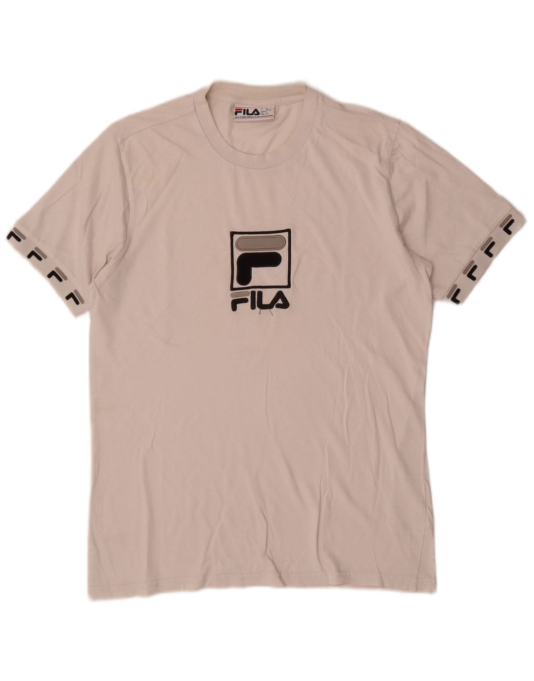 Fila Mens Graphic T-Shirt Top Pequeno Algodão Branco
