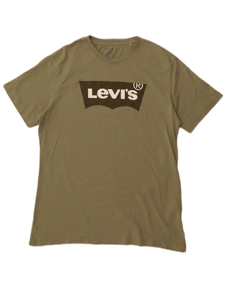 Camiseta gráfica masculina Levi's Top médio de algodão cáqui