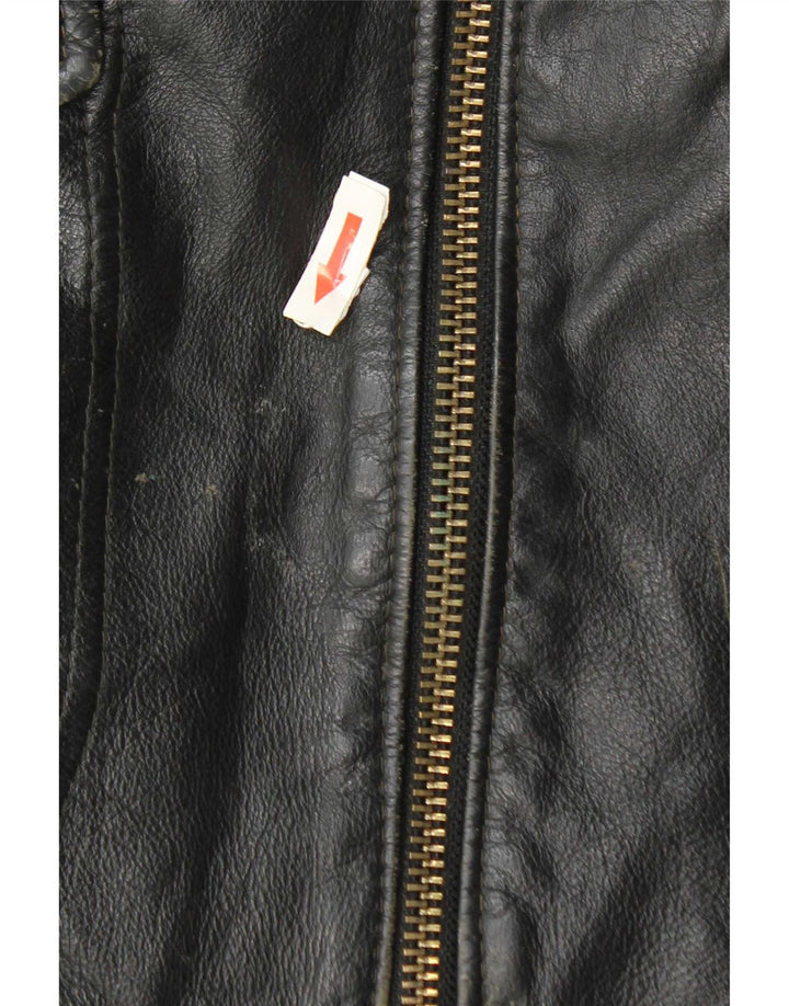 Jaqueta de couro masculina vintage UK 42 XL preta