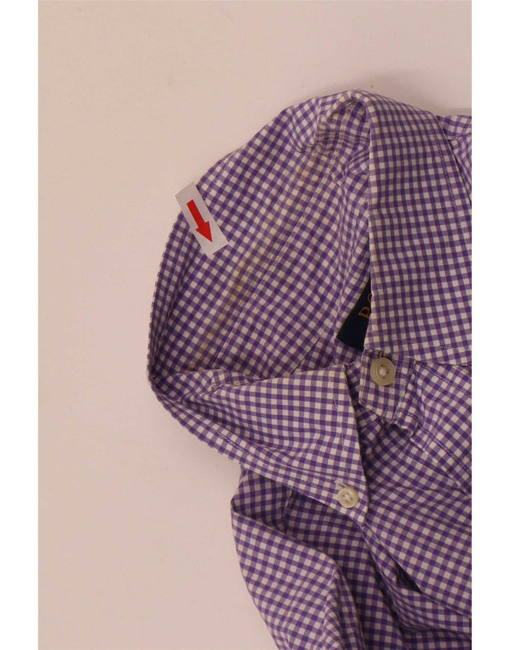Polo Ralph Lauren Camisa masculina média roxa algodão guingão