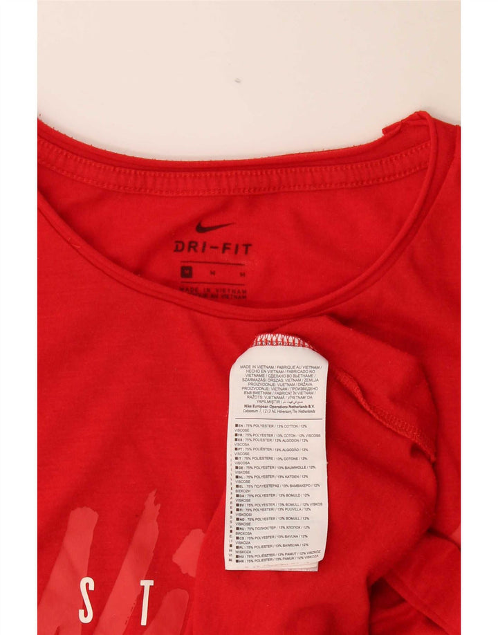 Camiseta Nike Feminina Dri Fit Crop Oversized Graphic Top UK 14 Médio Vermelho
