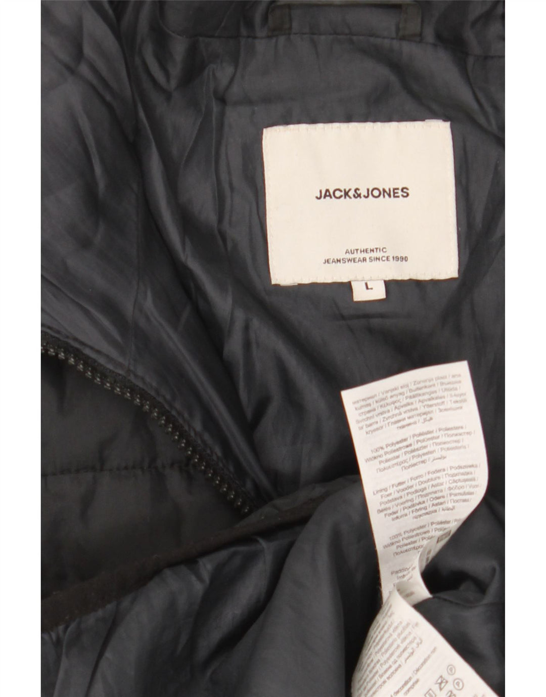 Jaqueta masculina acolchoada com capuz Jack & Jones Reino Unido 40 grande poliéster preto