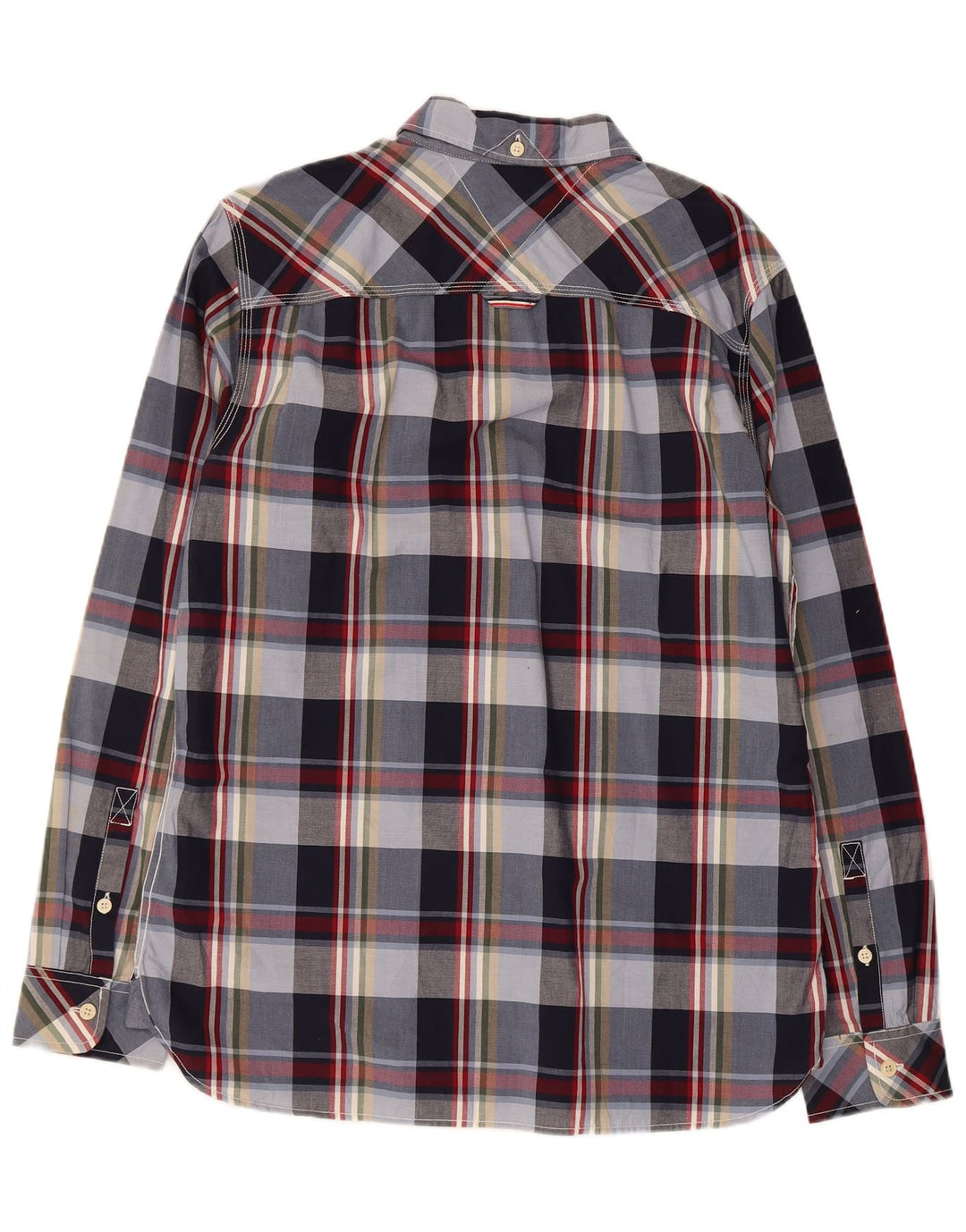 Camisa masculina Tommy Hilfiger grande algodão xadrez azul marinho