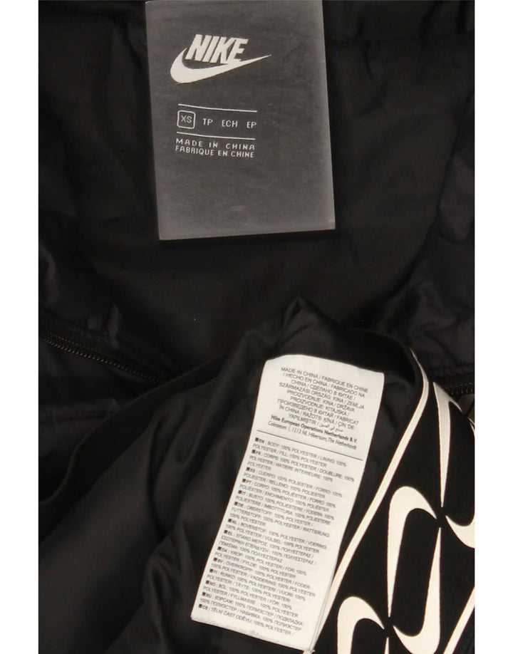 Jaqueta acolchoada com capuz gráfico feminino Nike UK 6 XS preto poliéster