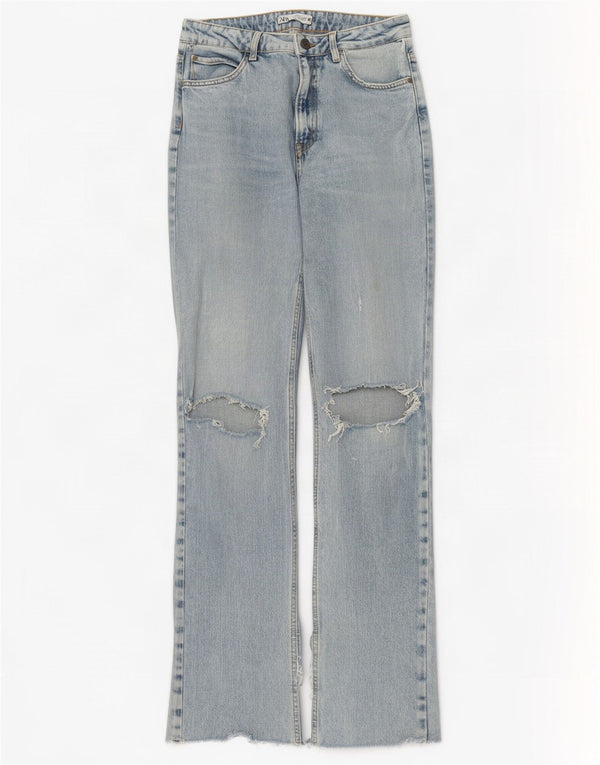 Zara Jeans femininos desgastados com bootcut EU 40 médio W30 L34 azul