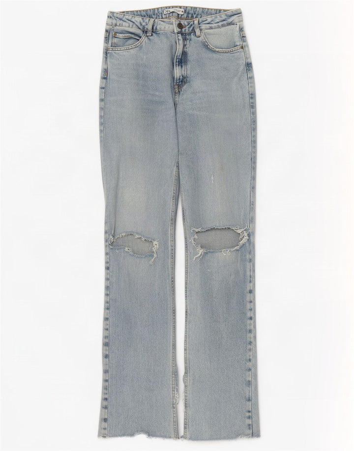Zara Jeans femininos desgastados com bootcut EU 40 médio W30 L34 azul