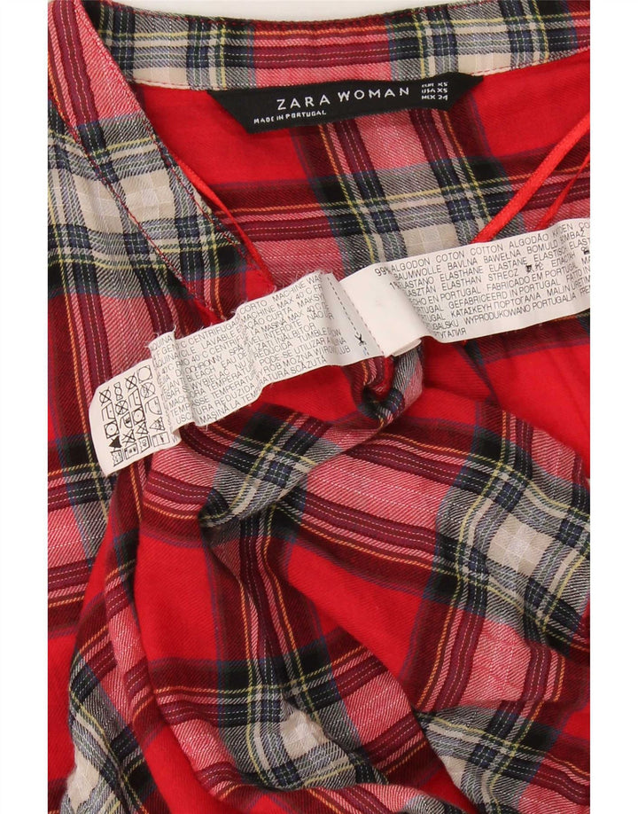 Pulôver feminino Zara UK 6 XS algodão xadrez vermelho