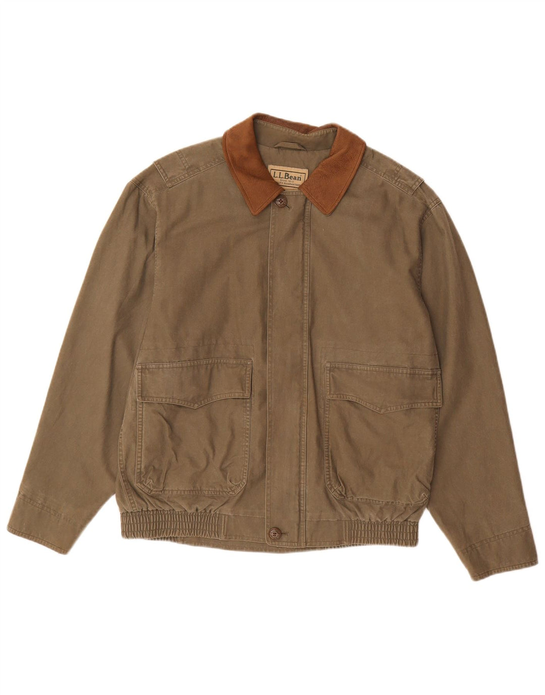 Jaqueta bomber masculina L.L.Bean Reino Unido 38 algodão cáqui médio