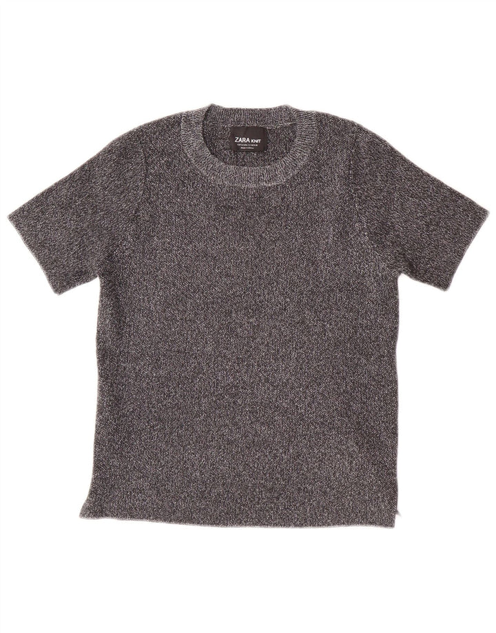 ZARA Camiseta Feminina Crop Top UK 8 Pequeno Cinza