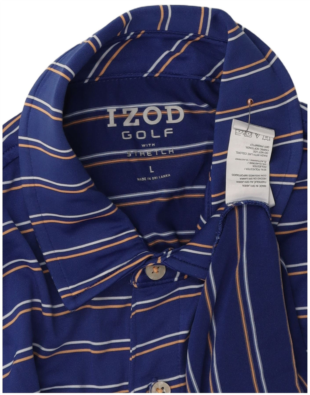Camisa polo masculina de golfe IZOD grande poliéster listrado azul