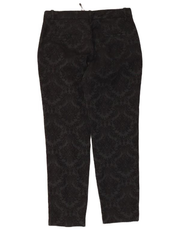 Calça chino reta feminina Zara médio W28 L27 algodão floral preto
