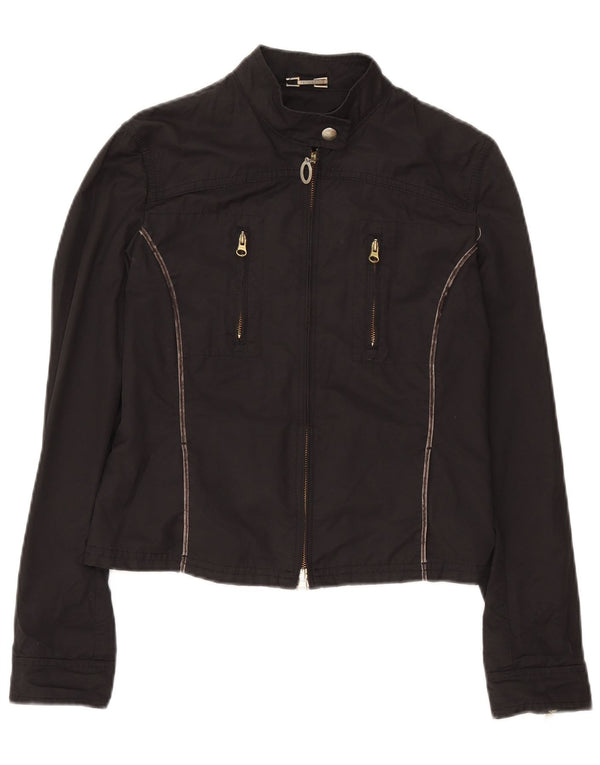 Jaqueta bomber feminina Trussardi Jeans IT 46 grande algodão preto