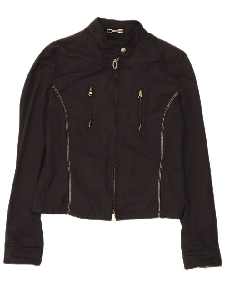 Jaqueta bomber feminina Trussardi Jeans IT 46 grande algodão preto