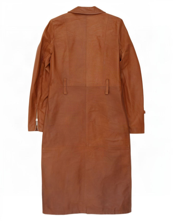 Casaco de couro feminino vintage IT 44 marrom médio