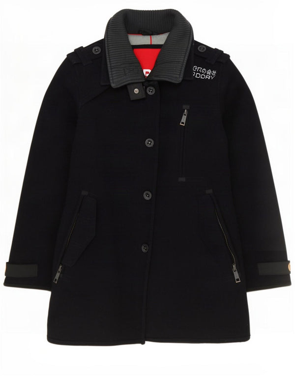 Sobretudo militar feminino Superdry UK 12 lã azul marinho médio