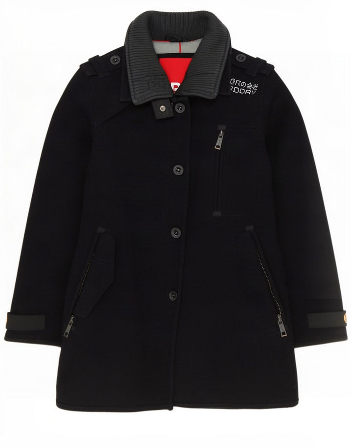 Sobretudo militar feminino Superdry UK 12 lã azul marinho médio
