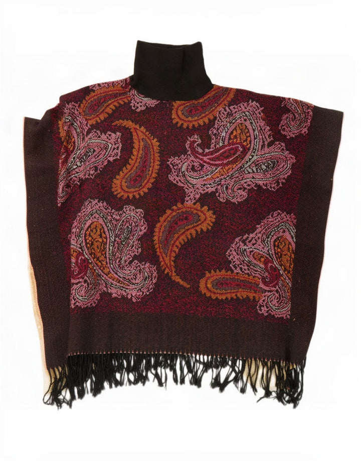 Poncho Jumper feminino vintage tamanho único marrom Paisley