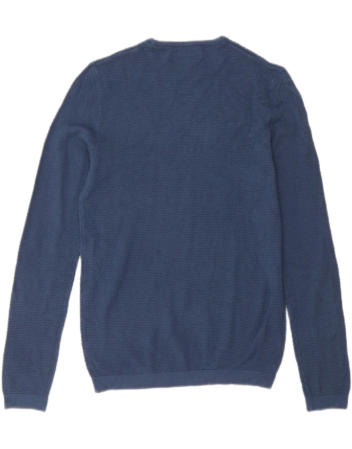 Zara Suéter masculino com gola redonda pequeno azul marinho