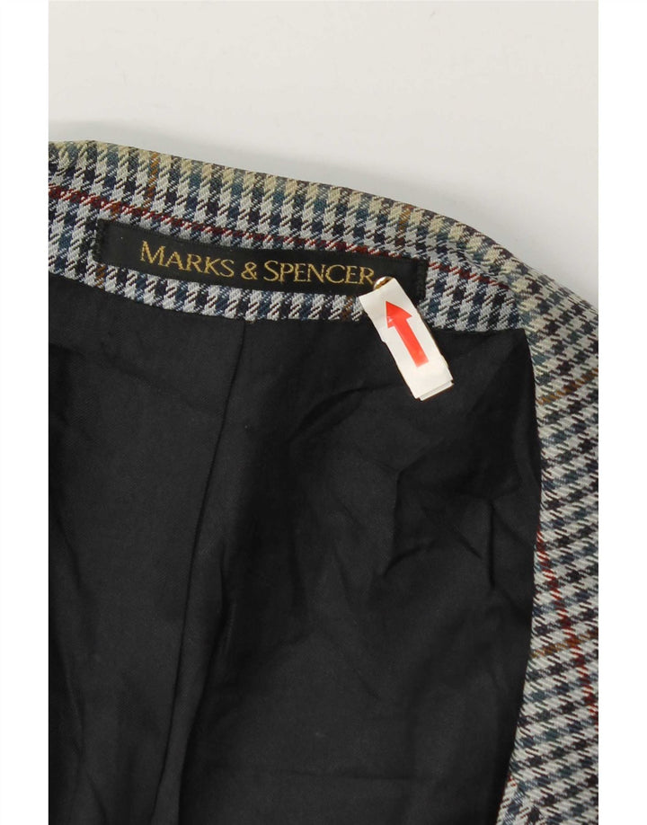 Jaqueta blazer masculina de 2 botões Marks & Spencer UK 46 XL azul xadrez lã