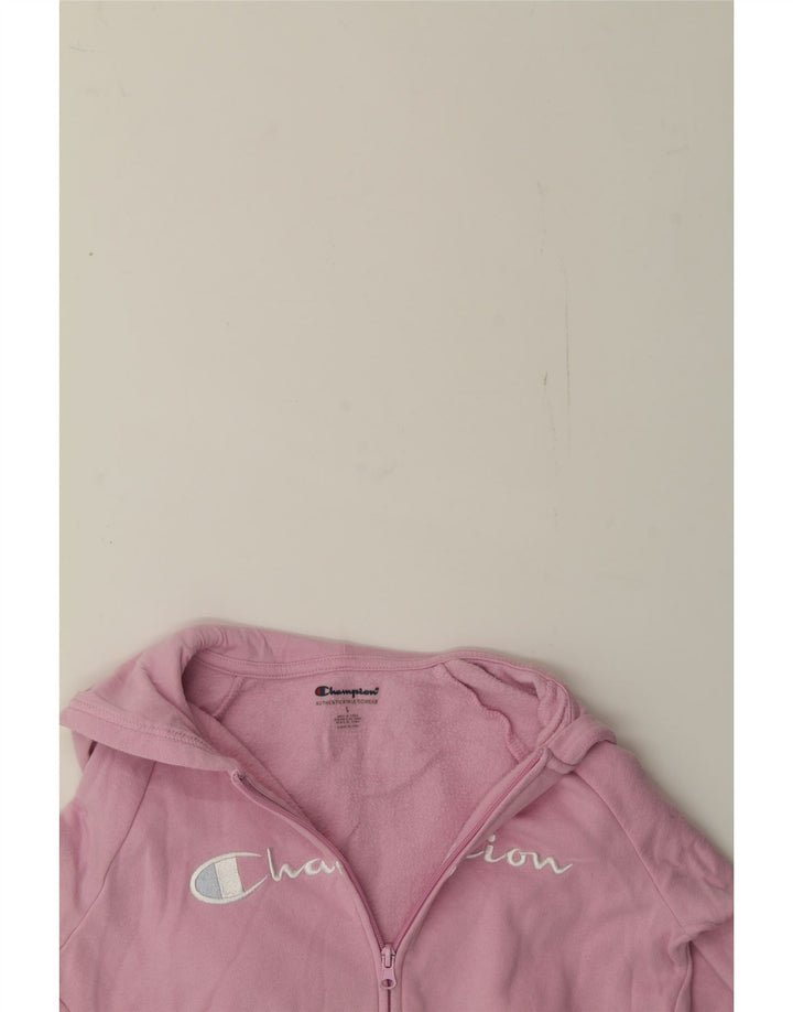 CHAMPION Girls Zip Hoodie Sweater 11-12 Years Large Pink Cotton Vintage Champion and Second-Hand Champion from Messina Hembry 