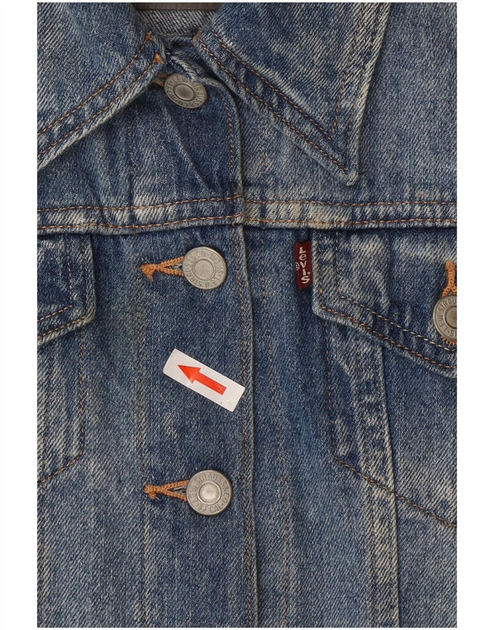 Colete feminino Levi's Crop Denim UK 12 algodão azul médio