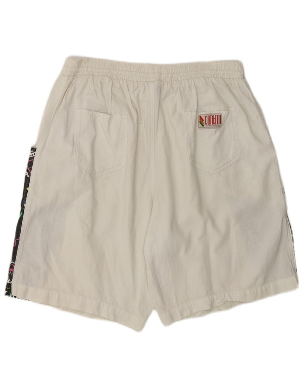 Shorts esportivos masculinos vintage XL branco colorblock