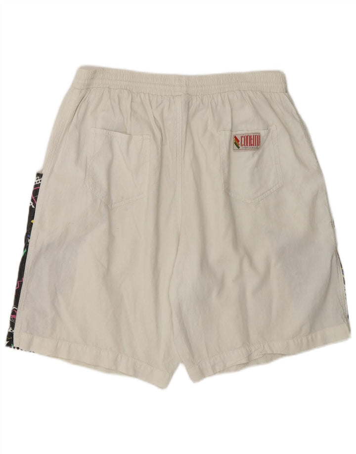 Shorts esportivos masculinos vintage XL branco colorblock