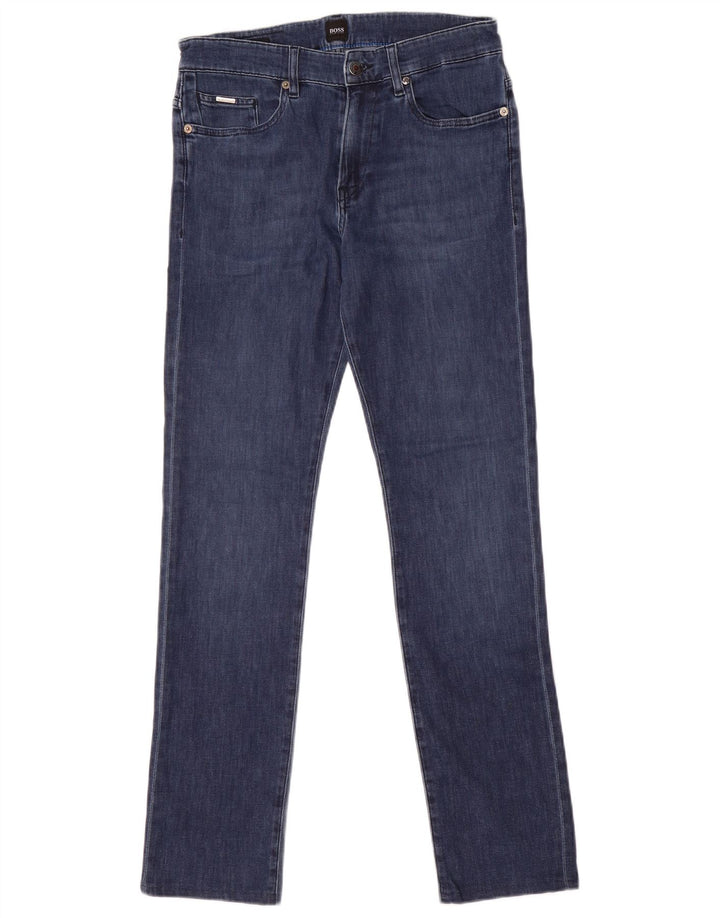 Hugo Boss Mens Slim Jeans W30 L29 Azul Marinho Algodão