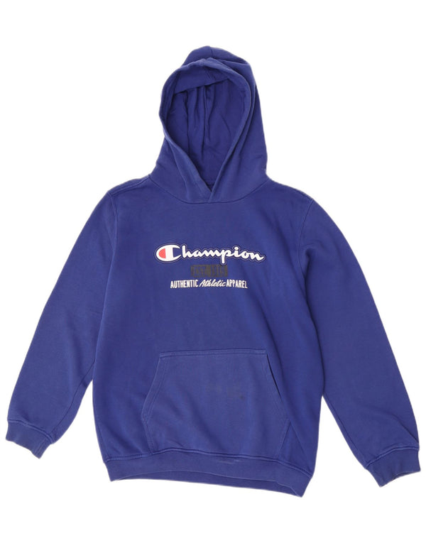Jumper com capuz gráfico Champion Boys 13-14 anos XL azul algodão