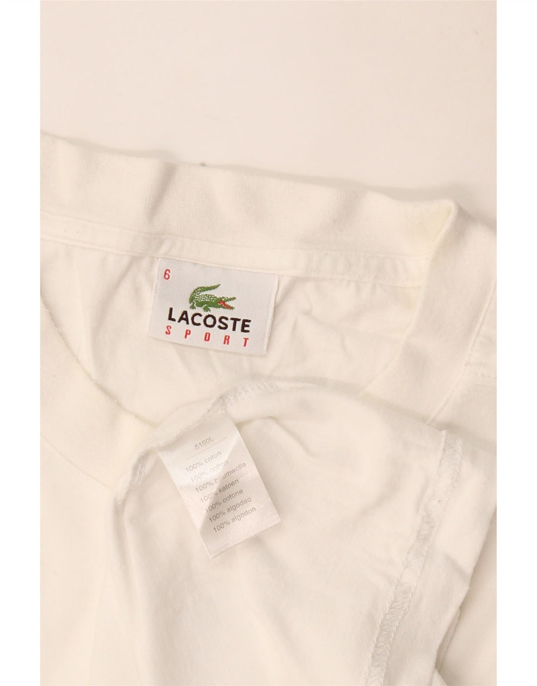 Camiseta masculina LACOSTE tamanho superior 6 XL algodão branco