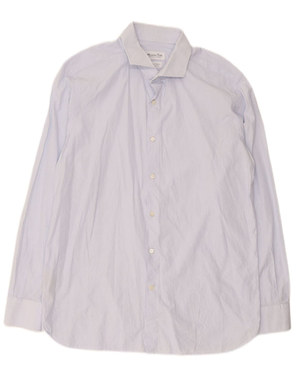 Camisa masculina Massimo Dutti tamanho 44 17 XL algodão listrado azul