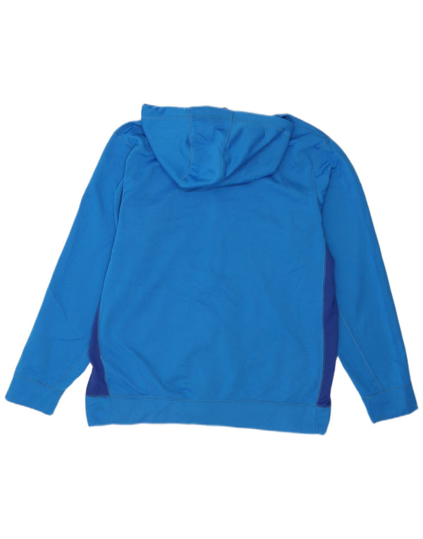 Suéter masculino Nike Therma-Fit Zip com capuz grande azul colorido bloco de poliéster