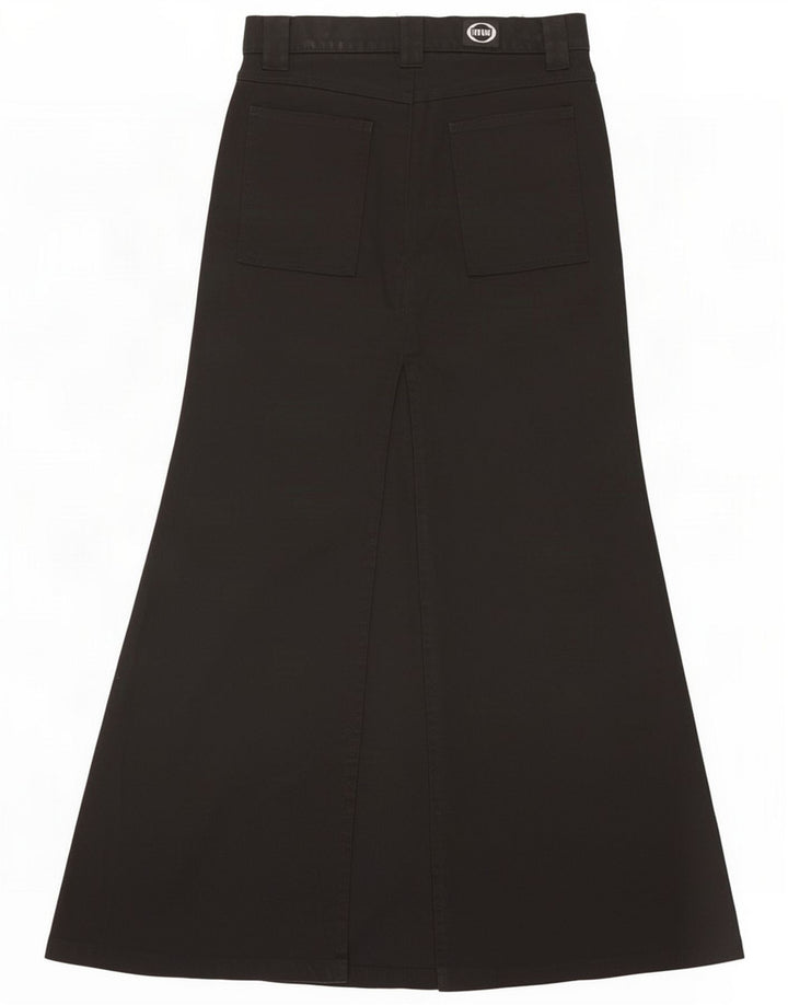 Saia maxi feminina vintage pequena W30 algodão preto