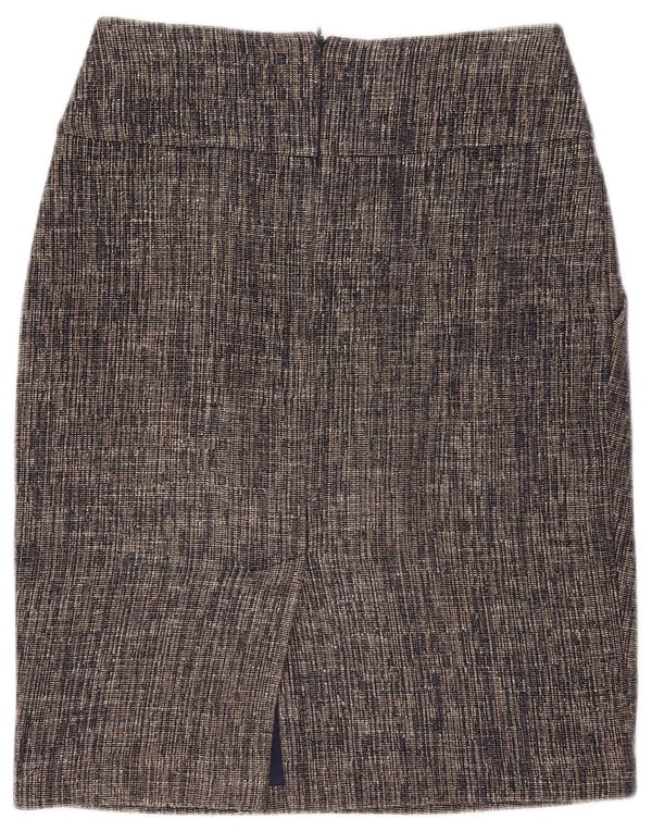 Saia lápis feminina Hobbs UK 8 pequena W28 azul marinho manchada de viscose