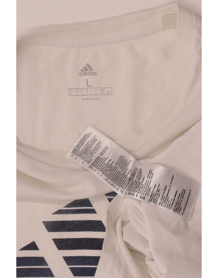 Adidas Mens Graphic T-Shirt Top Grande Algodão Branco