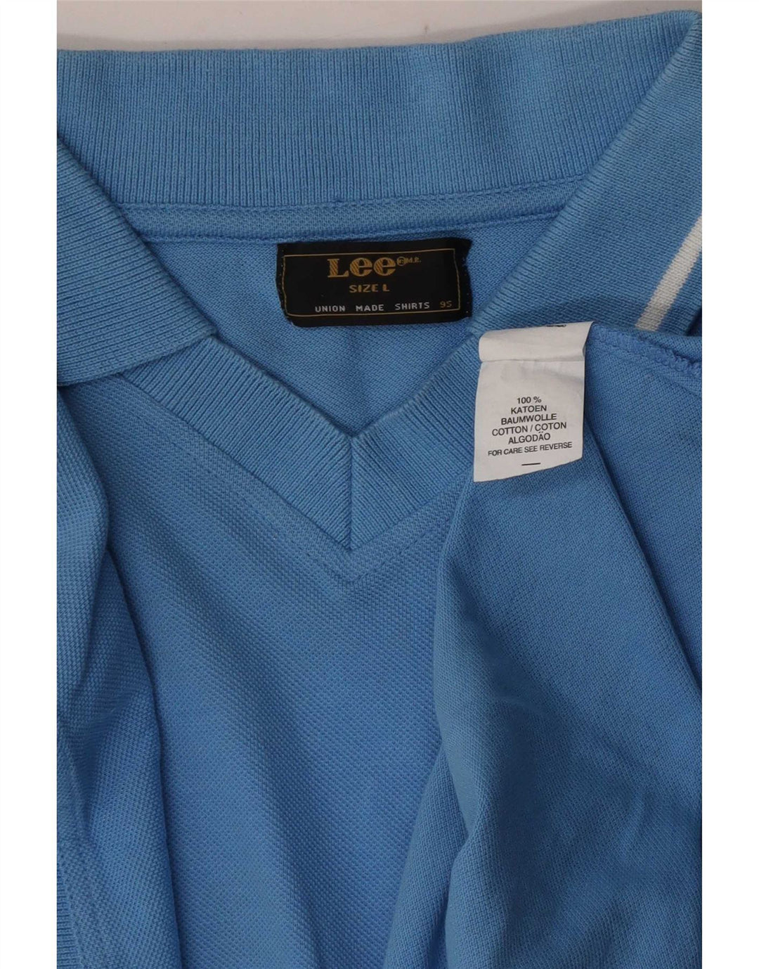 Camisa polo masculina Lee grande algodão azul