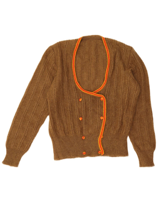 Suéter Cardigan Feminino Vintage UK 14 Médio Bege